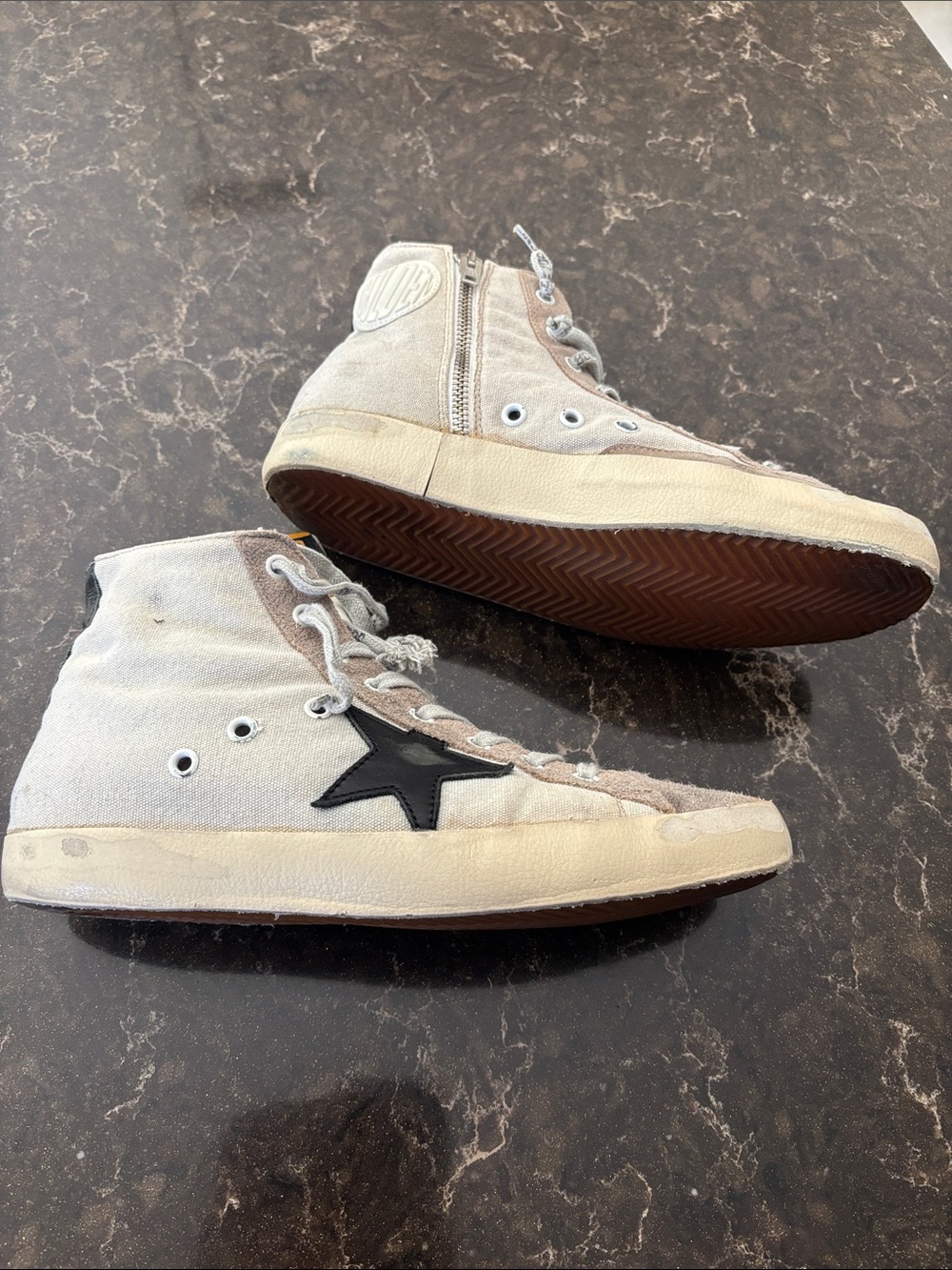 Golden Goose Gray Suede High-Top Sneakers with Black Star